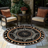 African Geometric Round Rug